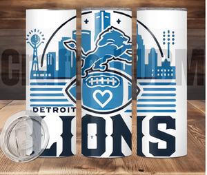 Detroit Lions Tumbler Wrap PNG | Instant Download | 20oz Skinny Tumbler Wrap |  Football Fan Gift