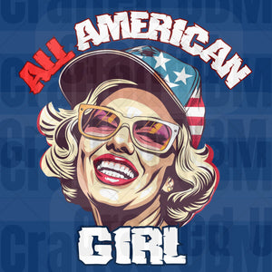 All American Girl American Eagle Sublimation Digital Download PNG  Instant Download 4th of July