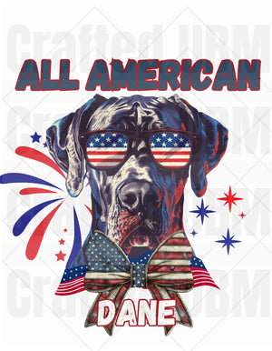 All American Dane-Great Dane Dog,  Sublimation Digital Download PNG Happy 4th Instant Download