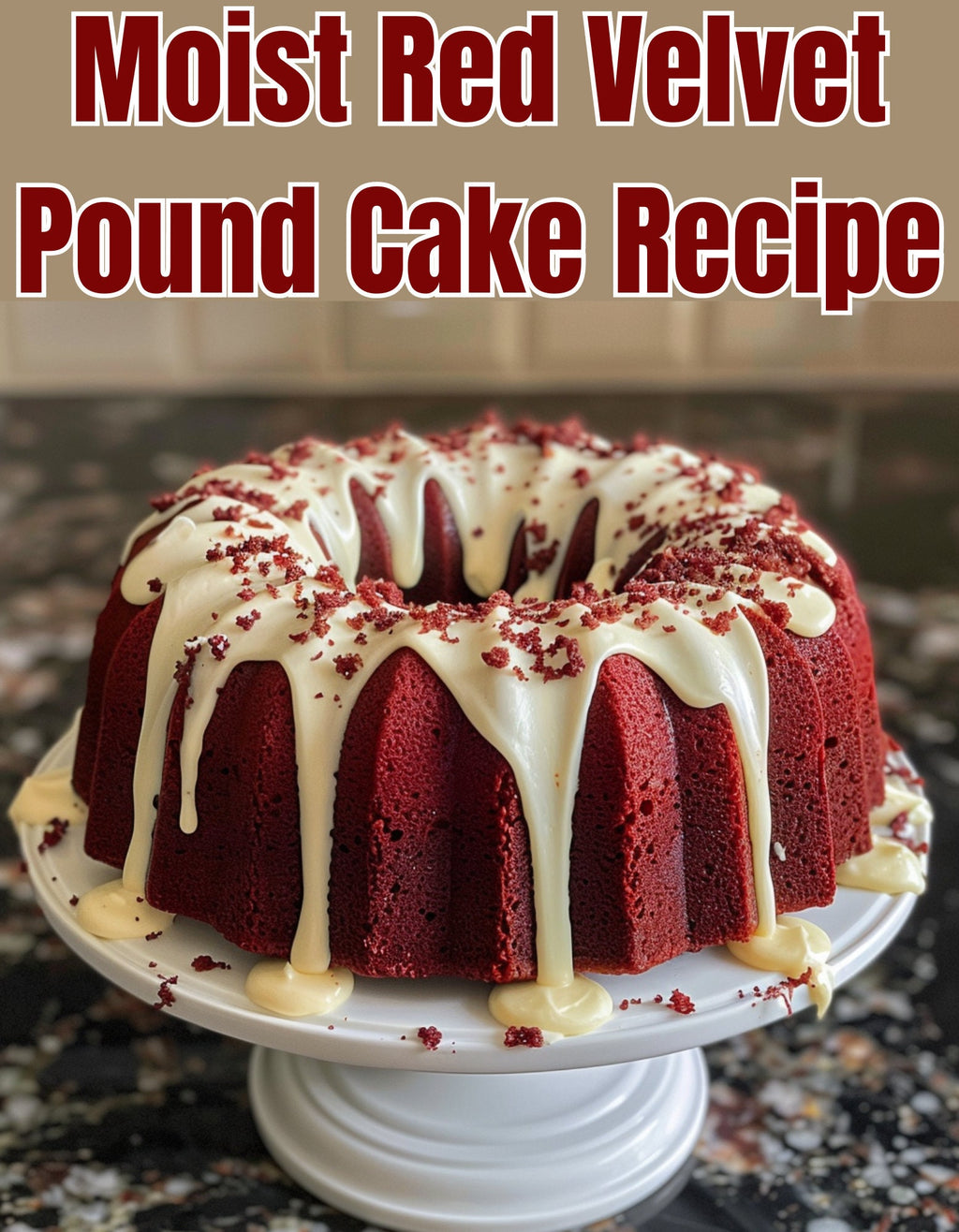 Homemade Moist Red Velvet Pound Cake-Best Seller, Southern Pound Cake, Recipe, Recipe Card