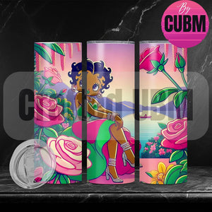 20oz Tumbler Wrap, AKA Betty Boop-Inspired 20oz Tumbler Wrap PNG | Retro Glamour Design for DIY Tumblers | Instant Download