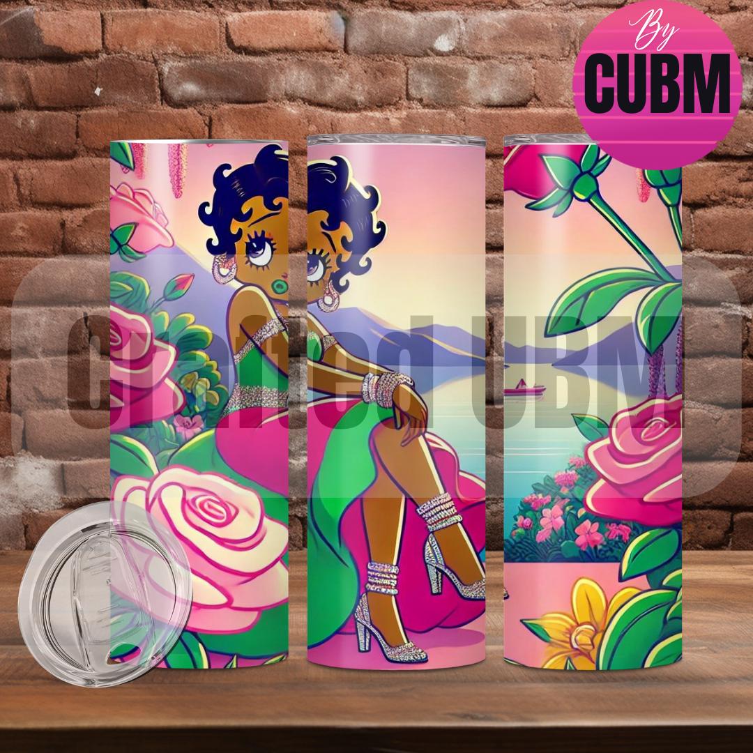 20oz Tumbler Wrap, AKA Betty Boop-Inspired 20oz Tumbler Wrap PNG | Retro Glamour Design for DIY Tumblers | Instant Download