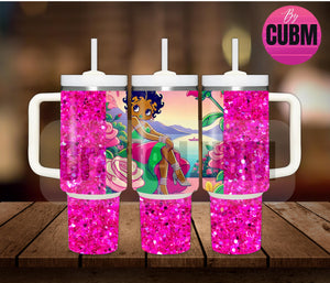 40oz Tumbler Wrap, Pink, Digital Download, Betty Boop Inspired, Instant Download, PNG, 40oz Tumbler