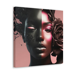 Beautiful Black Woman Dipped In Rose Gold Pink Canvas